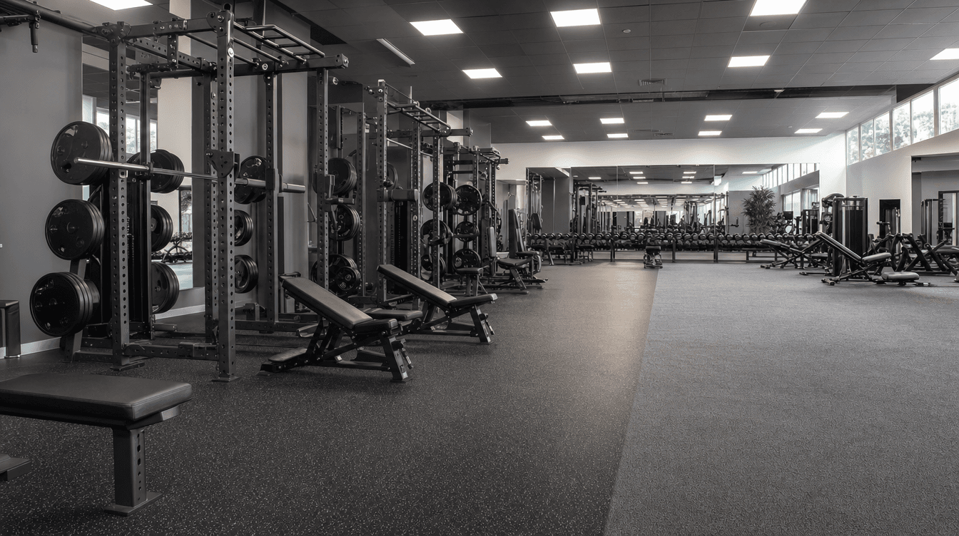 Bright modern fitness gym interior